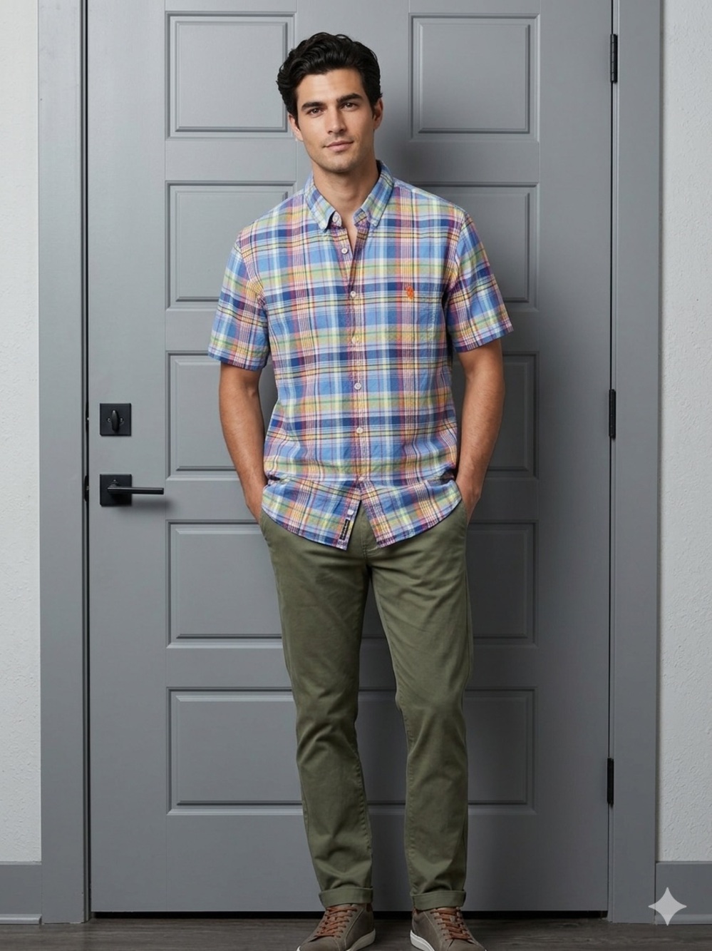 Polo by Ralph Lauren Men's Short-Sleeve Multicolor Plaid Button-Down Shirt